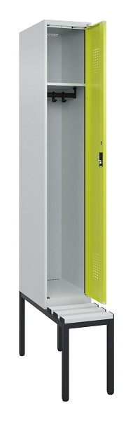 C+P Spind Evolo PLUS, 1 Abteile, 2120x300x815mm, 7035/0024, Haken 3, Zylinderschloss, Sitzfläche Kunststoff, Sitzbank, 0490507-10 S10096