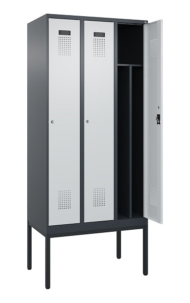C+P Spind Evolo PLUS, Gestell, 3 Abteile, 2120x900x500mm, 7016/7035, Verschluss Zylinderschloss, 0490307-30F S10044