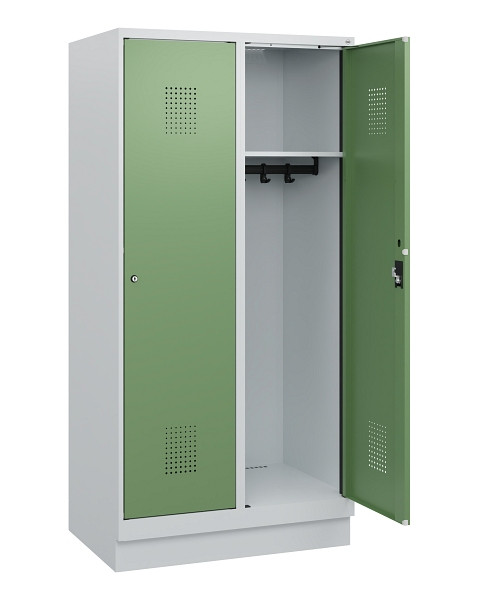 C+P Spind Evolo PLUS, Sockel, 2 Abteile, 1630x800x500mm, 7035/6011, Zylinderschloss, 0490205-22 S10037
