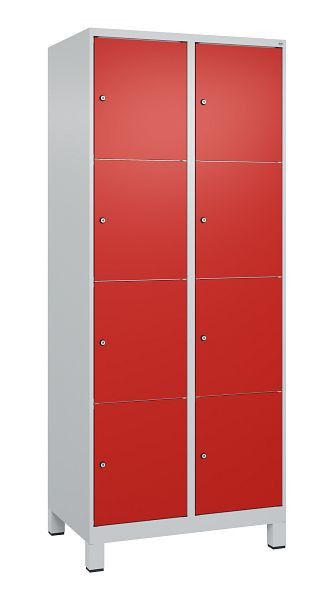 C+P Schließfachschrank Classic PLUS, Füße, 2 Abteile mit je 4 Fächern, 1950x800x500mm, 7035/3020, 080010-224 S10002