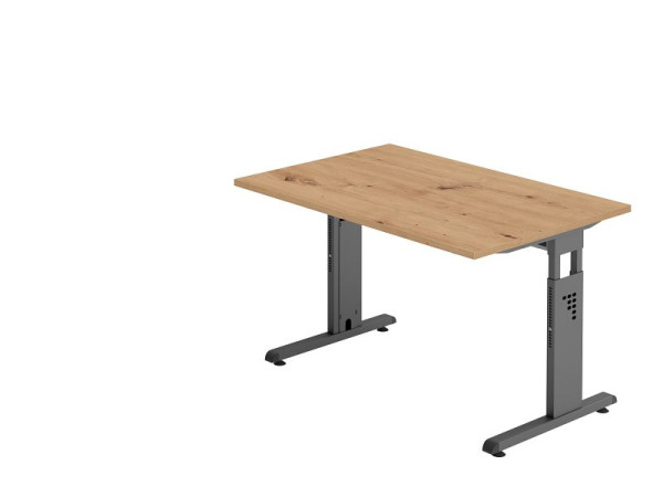 Hammerbacher Schreibtisch OS12, 120 x 80 cm, Platte: Asteiche, 25 mm dick, 2 mm ABS-Kante, Rechteckform, Graphit, VOS12/R/G