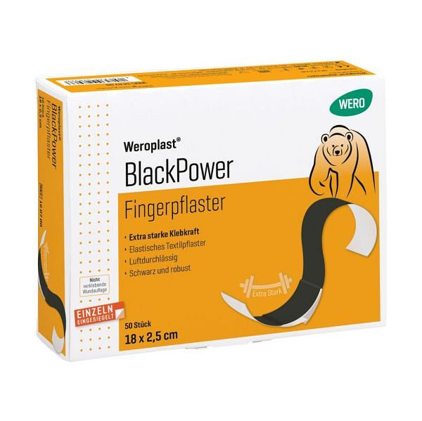 WERO Weroplast BlackPower Fingerpflaster 18 x 2,5 cm, VE: 50 Stück, 160700