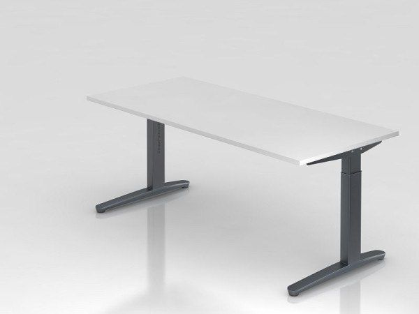 Hammerbacher Schreibtisch C-Fuß 180x80cm Weiß/Graphit, Rechteckform, VXB19/W/GG
