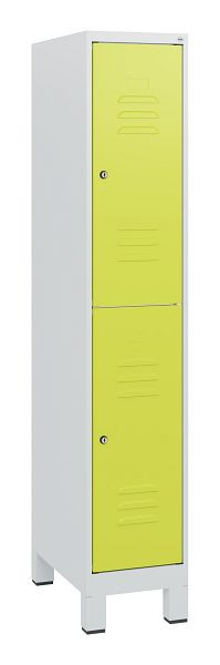 C+P Doppelstöckiger Spind Classic PLUS, Füße, 1630x300x500mm, 7035/0024, Zylinderschlösser, 0803105-10 S10040