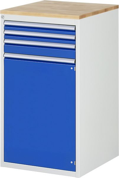 RAU Schubladenschrank Serie 7000, B580xT650xH1035mm, Schubladen: 2xH60, 1xH90mm, Flügeltür H720mm, Buche-Massiv-Arbeitsplatte, 03-L7.13AR-B.11