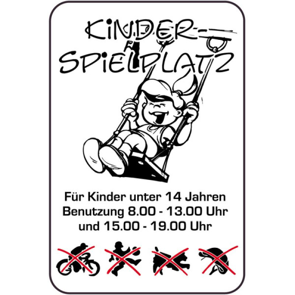 Stein HGS Spielplatzschild, KINDERSPIELPLATZ ' Für Kinder unter 14 Jahren ' Benutzung…, 14861