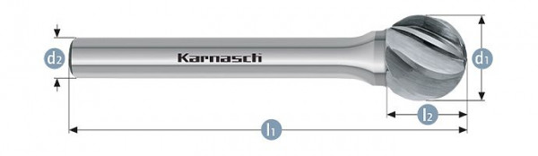 Karnasch Hartmetall-Frässtift unbeschichtet KUD/ HP-7 d1=6 / l2=4,7/ d2=6 / l1=50mm, VE: 3 Stück, 113035055