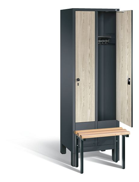 C+P Garderobenschrank Evolo, H1850xB610xT815mm, Farbe: Anthrazitgrau / Dekor Sen-Esche, 48030-20 S10141