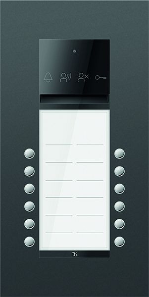TCS Türkontrollsystem PES PRO Audio Außenstation 12T 2 Spalten UP RAL7016 anthrazitgrau, ASU600212-0017