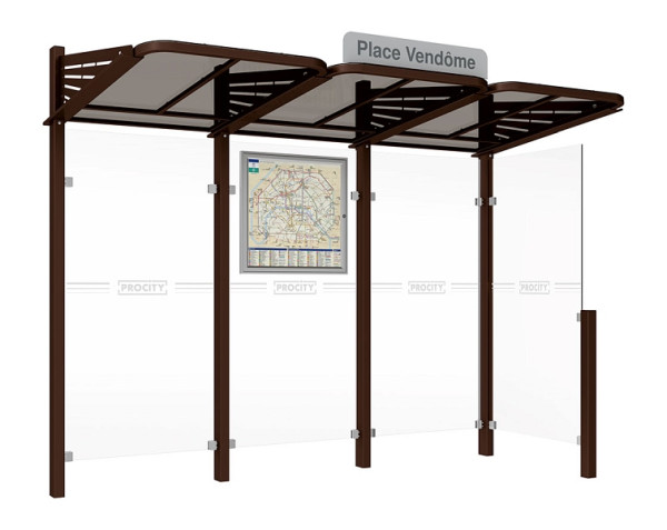 Procity Wartehalle Convi® - Standard - 1 Seitenverkleidung Rechts, Farbe RAL 8017, 529361.8017
