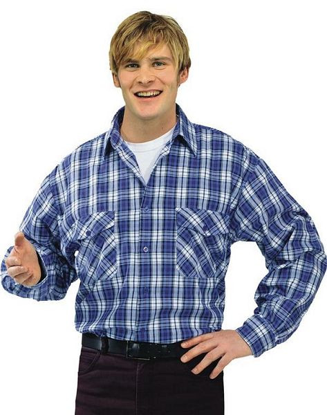 Planam Hemden Flanellhemd 2001 1/1 Arm, blau kariert, Größe 41/42, 0450041