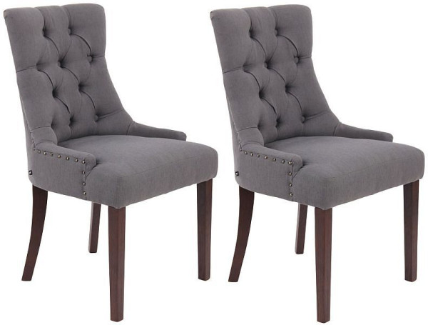 CLP 2er Set Esszimmerstuhl Aberdeen Stoff antik, dunkelgrau, 313764