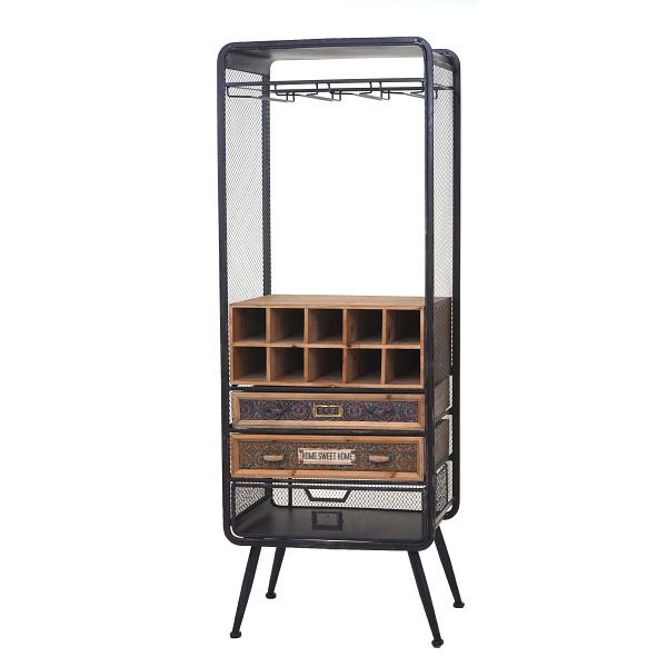 Mendler Weinregal HWC-C91, Flaschenregal Barschrank Weinständer für 10 Flaschen, Tanne Holz Vintage 157x57x38cm, 61960
