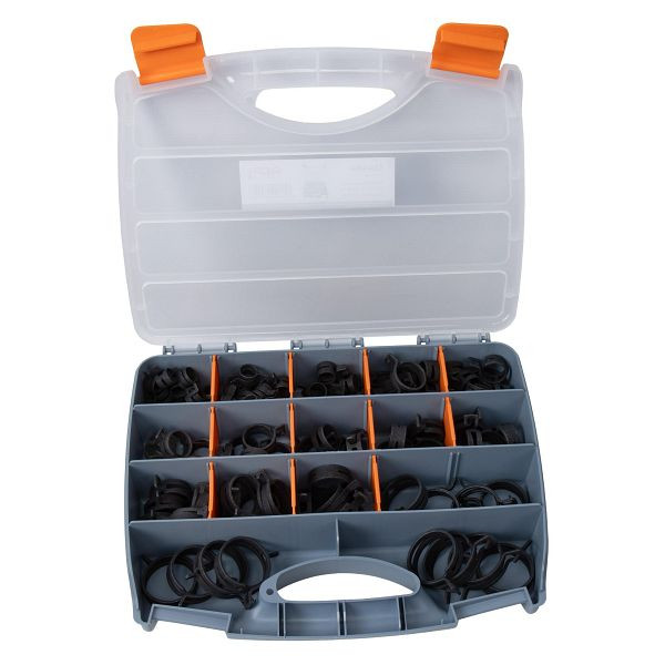 RepTools Basic Federbandschellen-Satz, FBS Ø13-49 mm, selbstspannend, Bandbreite 12 mm, Federstahl, 112 Stk, XXL-124464