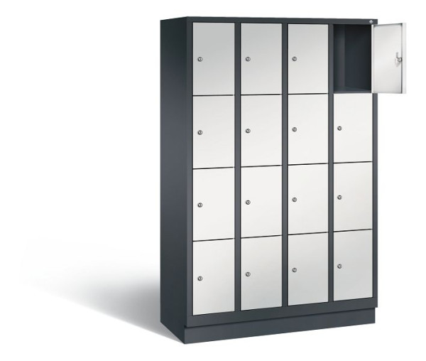 C+P Schließfachschrank Evolo, H1800xB1190xT500mm, Farbe: Schwarzgrau / Lichtgrau, 48020-404 S10012