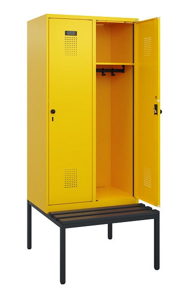 C+P Spind Evolo PLUS, 2 Abteile, 1950x800x815mm, 1023/1023, Drehriegel, Sitzfläche Kunststoff, Sitzbank, 0490505-22 S10076