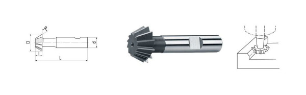ELMAG HSS Co5 Winkel-Stirnfräser DIN1835B, Ø 20,0 x 8,0 mm, 60°, 73711