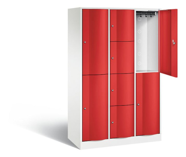 C+P Kombi-Schließfachschrank Resisto, H1950xB1148xT540mm, Farbe: Verkehrsweiß / feuerrot, 8070-3722 S10039