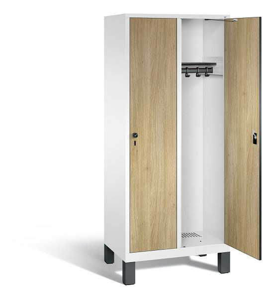 C+P Garderobenschrank Evolo, H1850xB810xT500mm, Farbe: Verkehrsweiß / Dekor Eiche Sereno, 48010-22 S10347