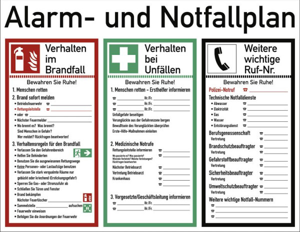 Moedel Alarm- und Notfallplan ISO 7010, Kunststoff, 620x480 mm, 57278