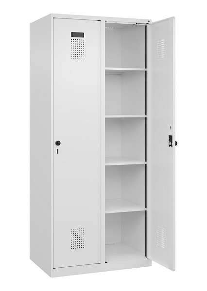 C+P Wäsche-Spind Evolo PLUS, 2 Abteile, 1850x800x500mm, 9016/9016, Verschluss Drehriegel, Ablageböden 8, 049000-22B S10020