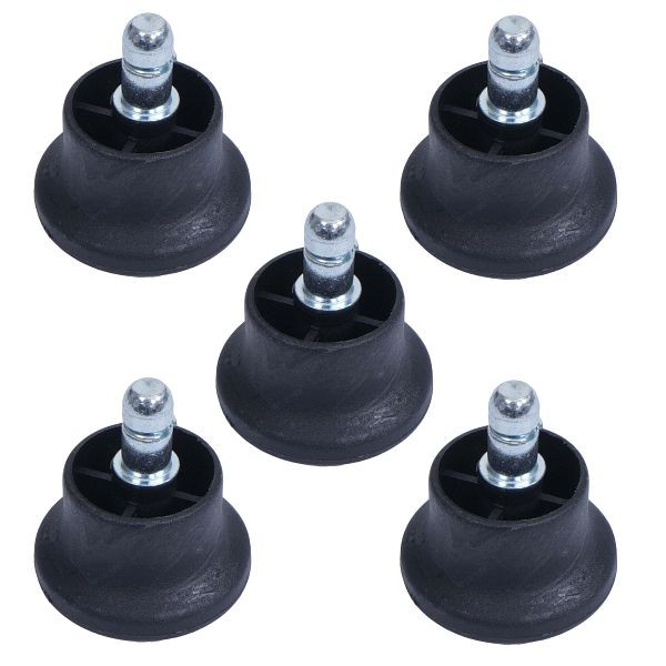 Mendler 5er-Set Bodengleiter HWC-K72 statt Rollen - fester Stand für Bürostuhl/Esszimmerstuhl, Fußgleiter, Ø 11mm schwarz, 96911