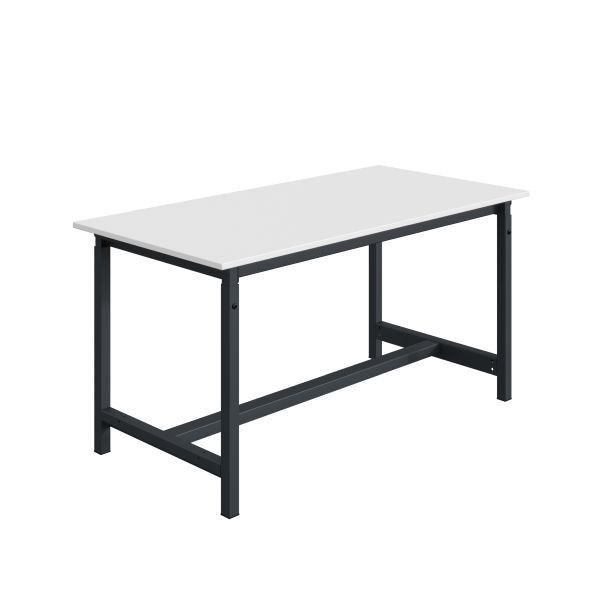 SOFAME PTWerkbank, mechanisch höhenverstellbar, 1500 x 750 x 770 bis 1050 mm, RESITOP Laminat-Arbeitsplatte 30 mm, Anthrazitgrau RAL 7016, W010020283GA