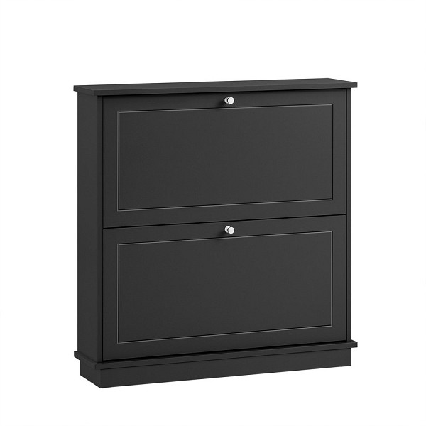 SoBuy Schuhschrank mit 2 Türen Schwarz 76x18x78 cm, Modern, FSR99-SCH