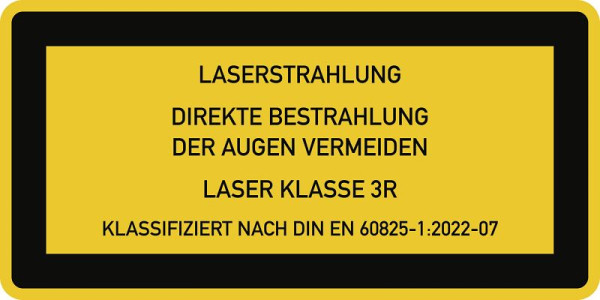 Moedel LASER KLASSE 3R DIN 60825-1, Textschild, Folie, 52x26 mm, VE: 10 Stück/Bogen, 59740