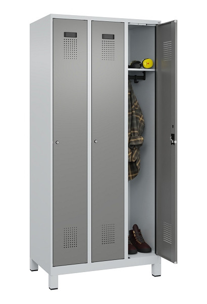 C+P Spind Evolo PLUS, mit Füßen, 3 Abteile, 1950x900x500mm, 7035/0004, Verschluss Zylinderschloss, Ablageböden 3, 049010-30 S10041