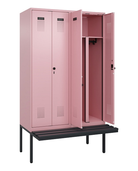 C+P PSA Doppel-Spind Evolo PLUS, Bank, 4 Abteile, 2120x1200x815mm, 3015/3015, Drehriegel, Material Sitzfläche Kunststoff, 0490427-40P S10078