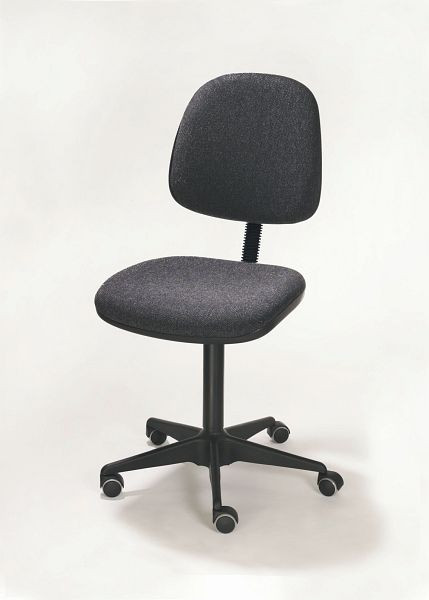 Lotz ESD-Arbeitsstuhl, DIN EN 61340-5-1, Sitz/Lehne Polster, anthrazit, groß, Sitzhöhe 450 - 580 mm, Stahl-Fußkreuz, Rollen, 6600.15