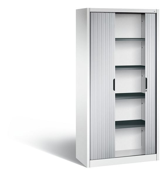 C+P Rollladenschrank Omnispace, H1980xB1000xT420mm, Farbe: Verkehrsweiß / Weißaluminium, Griffmulde, 5 OH, 3202-00 S10475