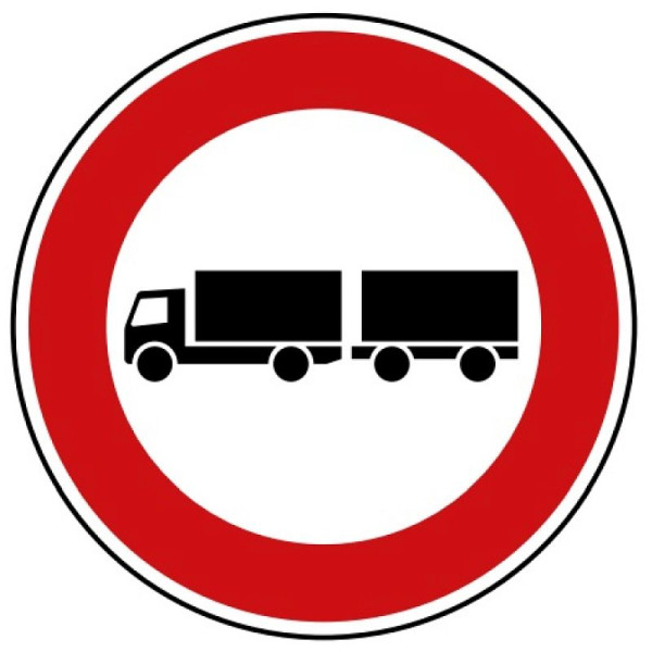 Stein HGS Verbot für Lastkraftwagen mit Anhänger Nr. 257-57, 420mm /RA2/Flachform 3mm, 257-57-123