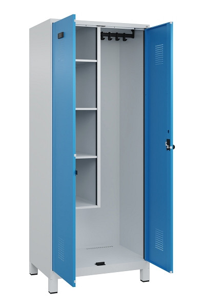 C+P Putzmittel-Spind Evolo PLUS, mit Füßen, 2 Abteile, 1950x800x500mm, 7035/501, Frontfarbe RAL 5012 Lichtblau, Drehriegel, 049110-02 S10007