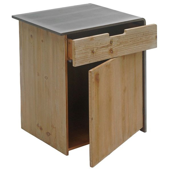 Mendler Kommode HWC-L76, Nachttisch Beistelltisch, Industrial Massiv-Holz MVG 60x50x40cm, natur mit Metall-Optik, 117599