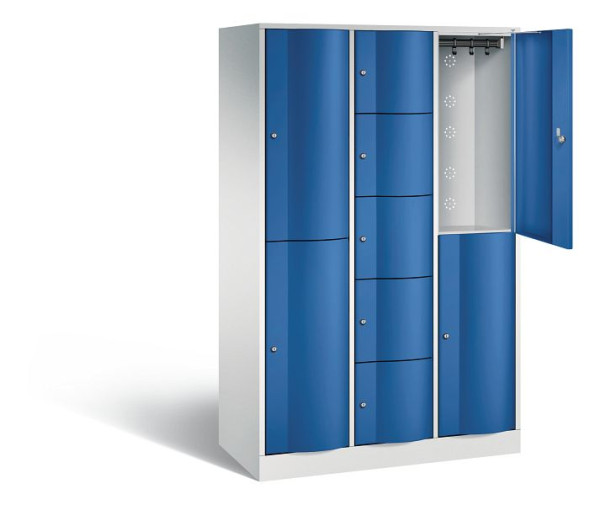 C+P Kombi-Schließfachschrank Resisto, H1950xB1148xT540mm, Farbe: Lichtgrau / Enzianblau, 8070-3720 S10011