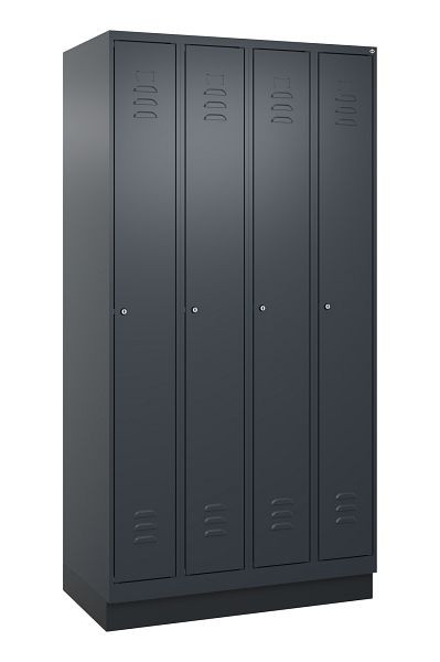 C+P Umkleidespind Classic PLUS, Sockel, 4 Abteile, 1950x1000x500mm, 7016/7016, Zylinderschlösser, 080020-49 S10027