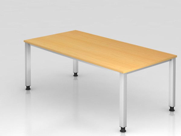 Hammerbacher Schreibtisch 4-Fuß eckig 200x100cm Buche, Rechteckform, VQS2E/6/S