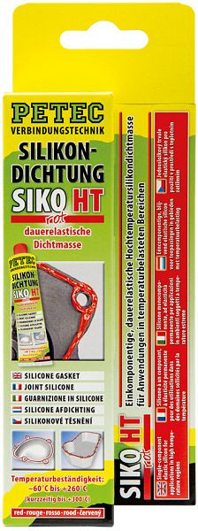 Petec Silikondichtung, Rot, 70ml, Sb-Karte, VE: 10 Stück, 97880