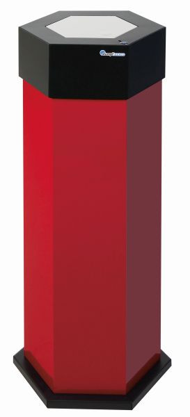 stumpf Sixco 1 swing Abfallsammler, rubinrot glatt-glänzend, Abmessung: 830x325x375 mm (HxBxT), 45 Liter, mit Klappe aus Edelstahl, 560-045-02