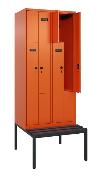 C+P Z-Spind Evolo PLUS, Bank, 4 Fächer, 2120x800x815mm, 2004/2004, Drehriegel, Sitzfläche Kunststoff, Sitzbank, 0490537-224 S10081