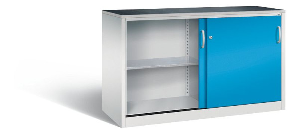 C+P Schiebetürenschrank Acurado, H1000xB1600xT600mm, Farbe: Lichtgrau / Lichtblau, Bügelgriff, 2166-09 S10044