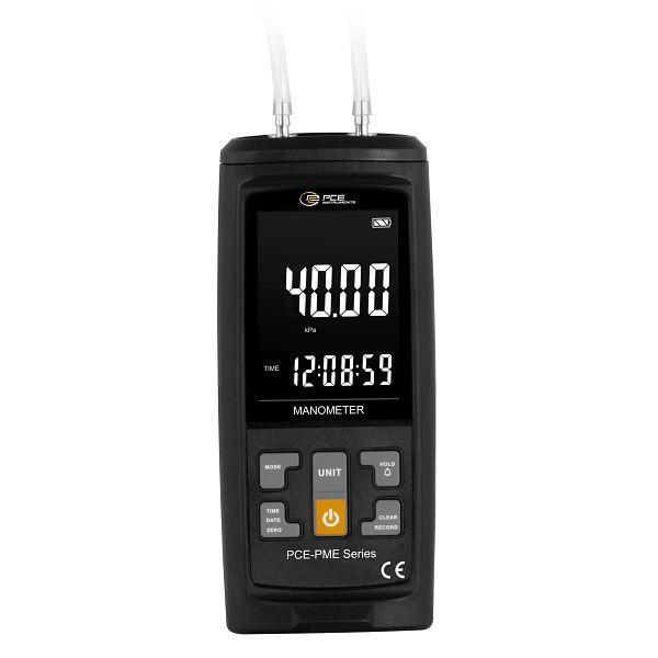 PCE Instruments Manometer bis ±40 kPa, 13 wählbare Einheiten, Datenaufzeichnung und USB-C Schnittstelle, PC-Software, Export in xls-Datei, PCE-PME 40