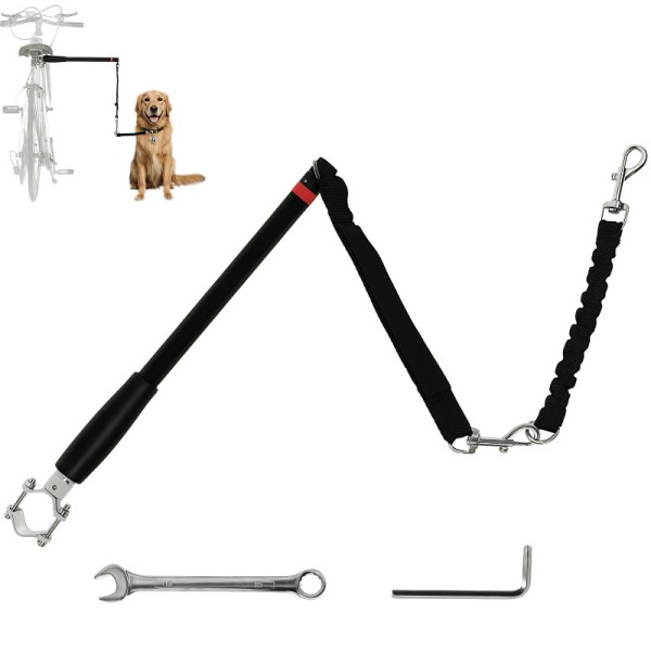 PawHut Hundeleine fürs Fahrrad, elastisches Seil, Stahlrohr, 124 cm, Schwarz, D00-201V00BK