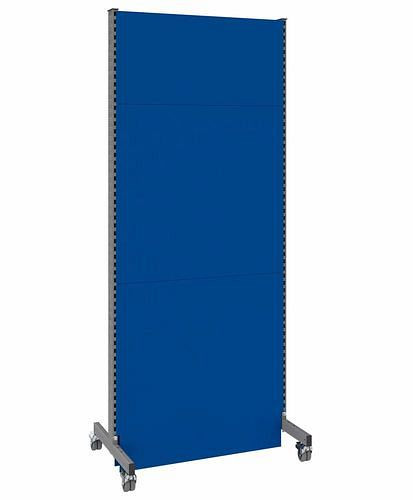 DENIOS Mobile Akustik Trennwand, Grundfeld, B 1000, H 2500 mm, Akustik-Lochblech zweiseitig, grau/blau, 293109