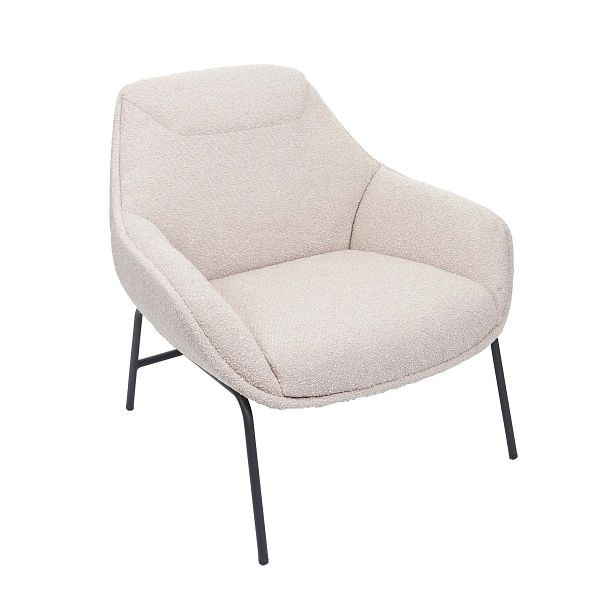 Mendler Lounge-Sessel HWC-J77, Cocktailsessel Sessel, Bouclé Stoff Metall, creme-beige, 83079