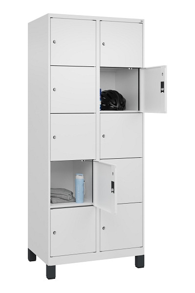 C+P Schließfachschrank Evolo PLUS, mit Füßen, 10 Fächer, 1950x800x500mm, 9016/9, 049010-225 S10020