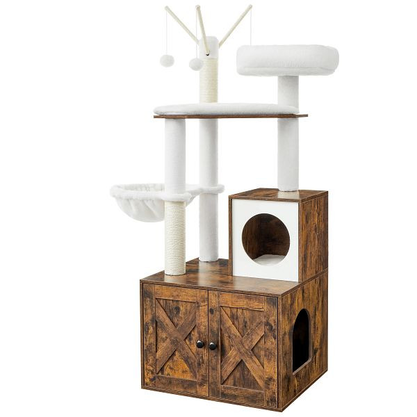 Feandrea Katzenkratzbaum mit Katzenklo Vintage Brown, PCT113X01