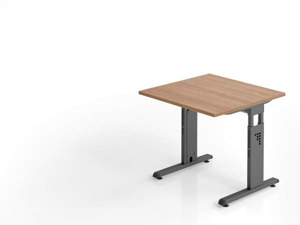 Hammerbacher Schreibtisch OS08, 80 x 80 cm, Platte: Nussbaum, 25 mm dick, 2 mm ABS-Kante, Rechteckform, VOS08/N/G
